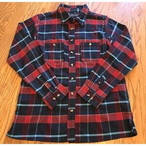 Lincoln Outfitters Womens Red Blue Plaid Flannel Shirt Foreman Fit Size MEDIUM